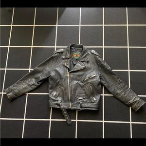 PLG Men's distressed Leather Biker Jacket 90’s
